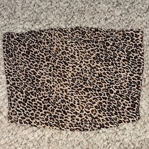 SHEIN Leopard Print Tube Crop Top - Tan, Brown, Black